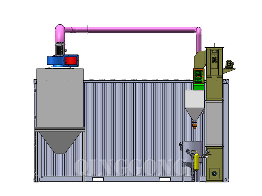 shipping container sandblast room front view