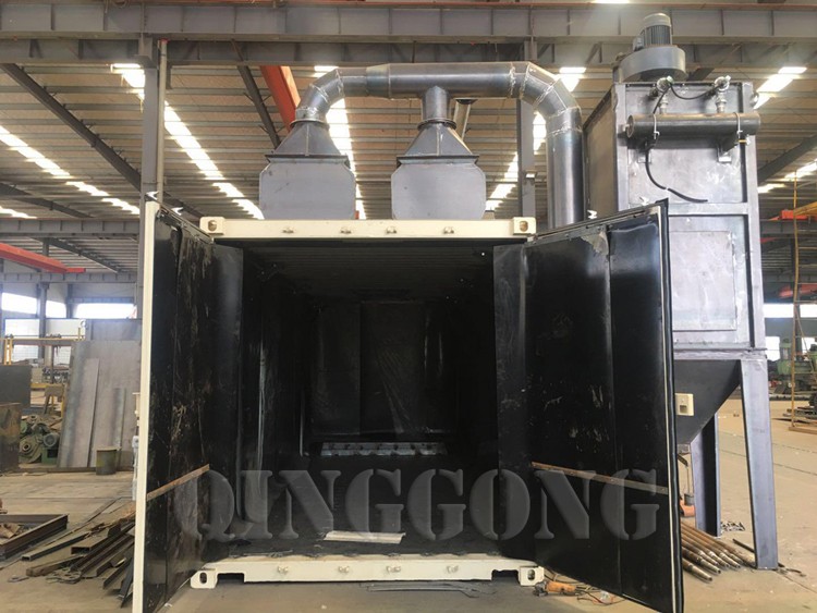 container sandblasting room interior