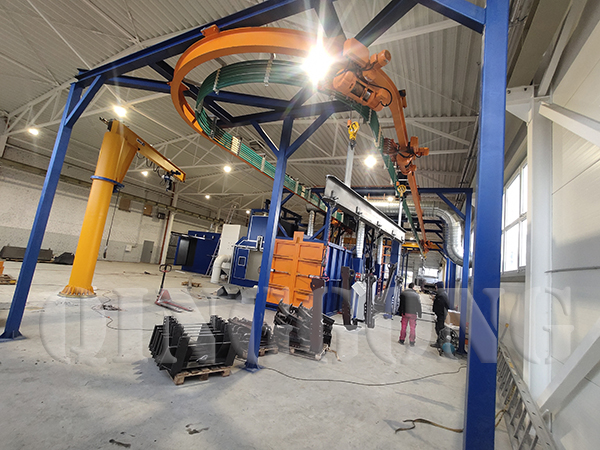 Continuous Overhead Rail Shot Blasting Machine by QINGGONG Machinery