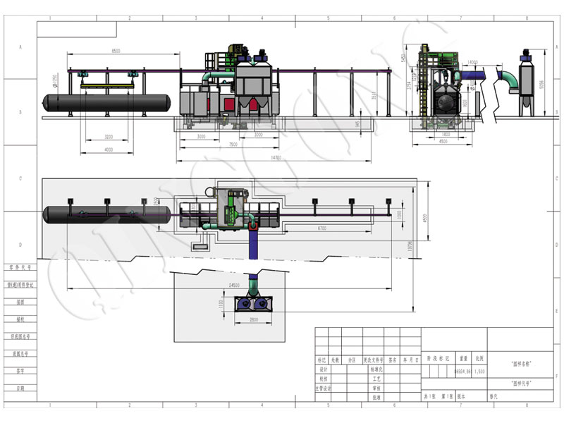 Tunnel Type Shot Blasting Machine CAD Drawing