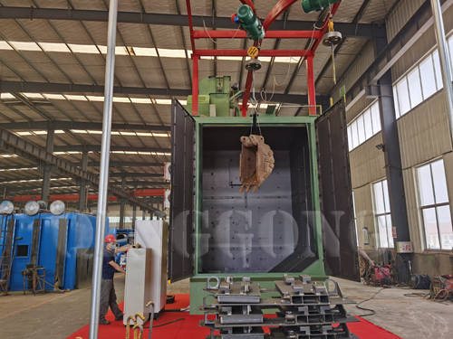 Excavator bucket shot blasting machine