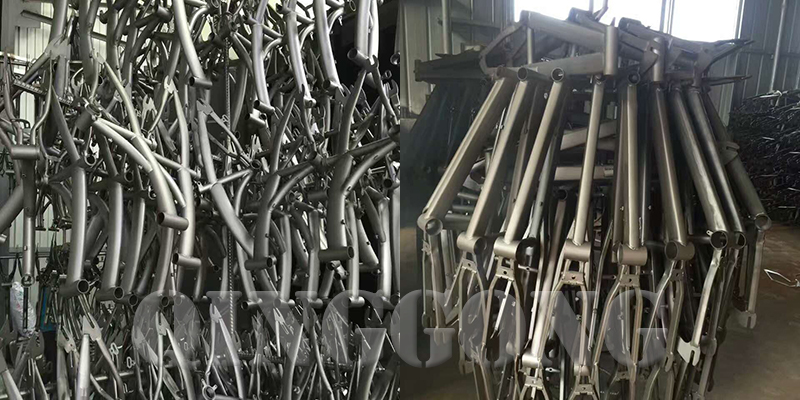 workpiece of bicycle frame hanger type shot blasting machine