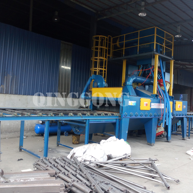 Roller conveyor type shot blasting machine for rebar 2 