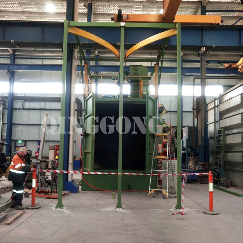 Hanger type shot blasting machine for motorcycle bumper 2 