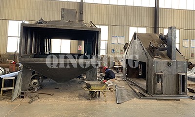 Machine tool bed roller conveyor shot blasting machine for Indonesia customers