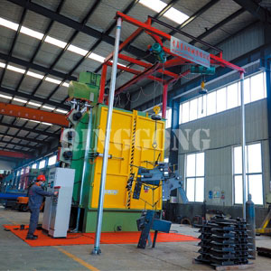 Double hook shot blasting machine