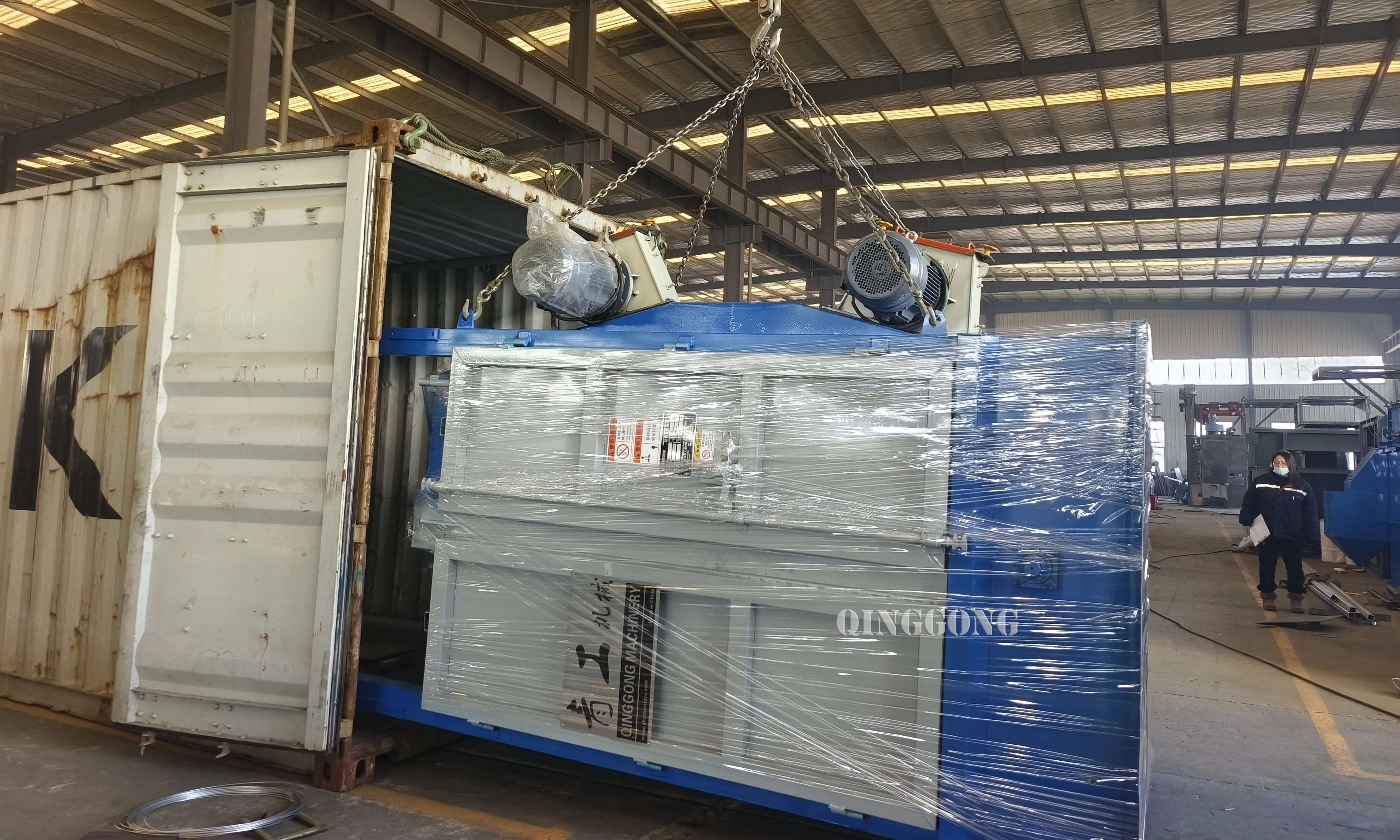 Hanger type shot blasting machine delivery to customer's site