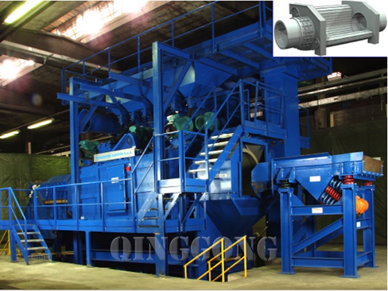 continuous tumble pass through shot blast machine