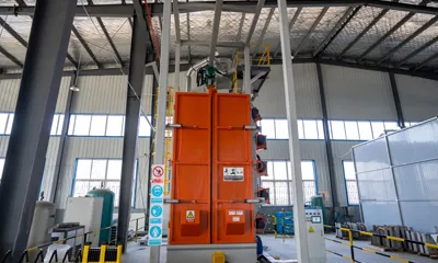 QGMA Hook Type Shot Blasting Machine Delivered to the UK for Pressure Vessel Surface Preparation